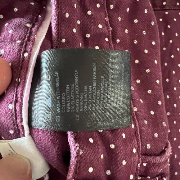 Burgundy with white polka dots jean skirt size 8 - Picture 3 of 4